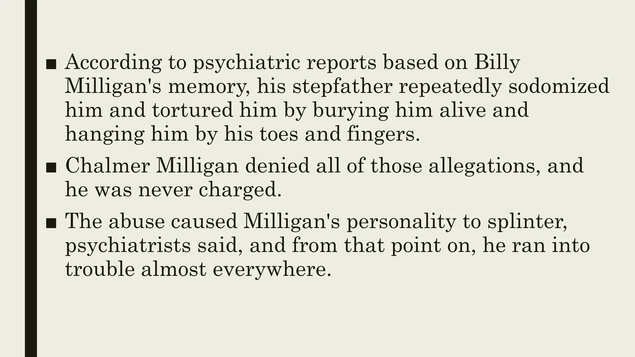 Billy Milligan- The Insanity Defence | PPTX
