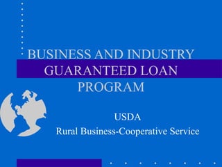 BUSINESS AND INDUSTRY GUARANTEED LOAN PROGRAM USDA Rural Business-Cooperative Service 