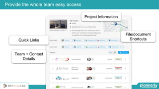 38
Provide the whole team easy access
Quick Links
Project Information
Team + Contact
Details
File/document
Shortcuts
 