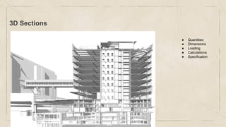 3D Sections
● Quantities
● Dimensions
● Loading
● Calculations
● Specification
 