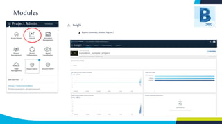Modules
Insight
Reports(summary,detailed,logs, etc.)
 