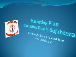Marketing Plan KomunitasBisnis Sejahtera HidupSehat, Sejahtera, MatiMasukSurga www.kbs-info.co.id 