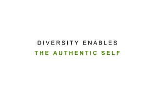 D I V E R S I T Y E N A B L E S
T H E A U T H E N T I C S E L F
 