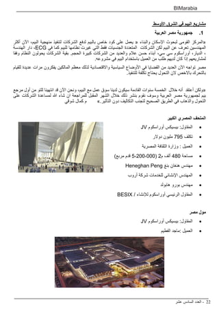 ‫عشر‬ ‫السادس‬ ‫العدد‬ - 22
BIMarabia
‫األوسط‬ ‫الشرق‬ ‫في‬ ‫البيم‬ ‫مشاريع‬
1
1 .
‫العربية‬ ‫مصر‬ ‫جمهورية‬
‫أكثر‬ ‫اآلن‬ ،‫البيم‬ ‫منهجية‬ ‫لتنفيذ‬ ‫الشركات‬ ‫لدفع‬ ‫بالبيم‬ ‫خاص‬ ‫كود‬ ‫على‬ ‫يعمل‬ « ‫والبناء‬ ‫اإلسكان‬ ‫لبحوث‬ ‫القومى‬ ‫«المركز‬
‫الهندسة‬ ‫دار‬ ،ECG ‫في‬ ‫كما‬ ‫للبيم‬ ‫نظامها‬ ‫غيرت‬ ‫التي‬ ‫فقط‬ ‫الجنسيات‬ ‫المتعددة‬ ‫الشركات‬ ‫لكن‬ ‫البيم‬ ‫عن‬ ‫تعرف‬ ‫المهندسين‬
‫وفقا‬ ‫النظام‬ ‫يحولون‬ ‫الشركات‬ ‫بقية‬ .‫الحجم‬ ‫كبيرة‬ ‫الشركات‬ ‫من‬ ‫والعديد‬ ‫عالم‬ ‫حسن‬ ‫أبناء‬ ،‫سي‬ ‫سي‬ ‫أوراسكوم‬ ،‫الديار‬ ،
.‫مشروعه‬ ‫في‬ ‫البيم‬ ‫باستخدام‬ ‫العميل‬ ‫من‬ ‫طلب‬ ‫لديهم‬ ‫كان‬ ‫إذا‬ ‫لمشاريعهم‬
‫للقيام‬ ‫عديدة‬ ‫مرات‬ ‫يفكرون‬ ‫المالكين‬ ‫معظم‬ ‫لذلك‬ ‫واالقتصادية‬ ‫السياسية‬ ‫األوضاع‬ ‫في‬ ‫القضايا‬ ‫من‬ ‫العديد‬ ‫اآلن‬ ‫تواجه‬ ‫مصر‬
.‫للتنفيذ‬ ‫تكلفة‬ ‫يحتاج‬ ‫التحول‬ ‫الن‬ ‫باالخص‬ ‫بالتحرك‬
‫مرجع‬ ‫أول‬ ‫من‬ ‫للتو‬ ‫انتهينا‬ ‫قد‬ ‫اآلن‬ ‫ونحن‬ ،‫البيم‬ ‫مع‬ ‫عمل‬ ‫سوق‬ ‫لدينا‬ ‫سيكون‬ ‫القادمة‬ ‫سنوات‬ ‫الخمسة‬ ‫خالل‬ ‫أنه‬ ‫أعتقد‬ ‫«ولكن‬
‫على‬ ‫الشركات‬ ‫لمساعدة‬ ‫هللا‬ ‫شاء‬ ‫ان‬ ‫للمراجعة‬ ‫المقبل‬ ‫الشهر‬ ‫خالل‬ ‫ذلك‬ ‫بنشر‬ ‫نقوم‬ ‫وسوف‬ ‫العربية‬ ‫مصر‬ ‫لجمهورية‬ ‫بيم‬
‫شوقي‬ ‫كمال‬ ‫م‬ 	
».‫التأثير‬ ‫دون‬ ‫التكاليف‬ ‫لتجنب‬ ‫الصحيح‬ ‫الطريق‬ ‫في‬ ‫والذهاب‬ ‫التحول‬
‫الكبير‬ ‫المصري‬ ‫المتحف‬
• 	
JV ‫أوراسكوم‬ ‫بيسيكس‬ :‫المقاول‬
• 	
‫دوالر‬ ‫مليون‬ 795 ‫تكلف‬
• 	
‫المصرية‬ ‫الثقافة‬ ‫وزارة‬ : ‫العميل‬
• 	
)‫مربع‬ ‫قدم‬ 5،200،000( 2‫م‬ ‫ألف‬ 480 ‫مساحة‬
• 	
Heneghan Peng ‫بنغ‬ ‫هنغان‬ ‫مهندس‬
• 	
‫أروب‬ ‫شركة‬ ‫للخدمات‬ ‫اإلنشائي‬ ‫المهندس‬
• 	
‫هابولد‬ ‫بورو‬ ‫مهندس‬
• 	
BESIX / ‫لإلنشاء‬ ‫أوراسكوم‬ ‫الرئيسي‬ ‫المقاول‬
‫مصر‬ ‫مول‬
• 	
JV ‫أوراسكوم‬ ‫بيسيكس‬ :‫المقاول‬
• 	
‫الفطيم‬ ‫ماجد‬: ‫العميل‬
 