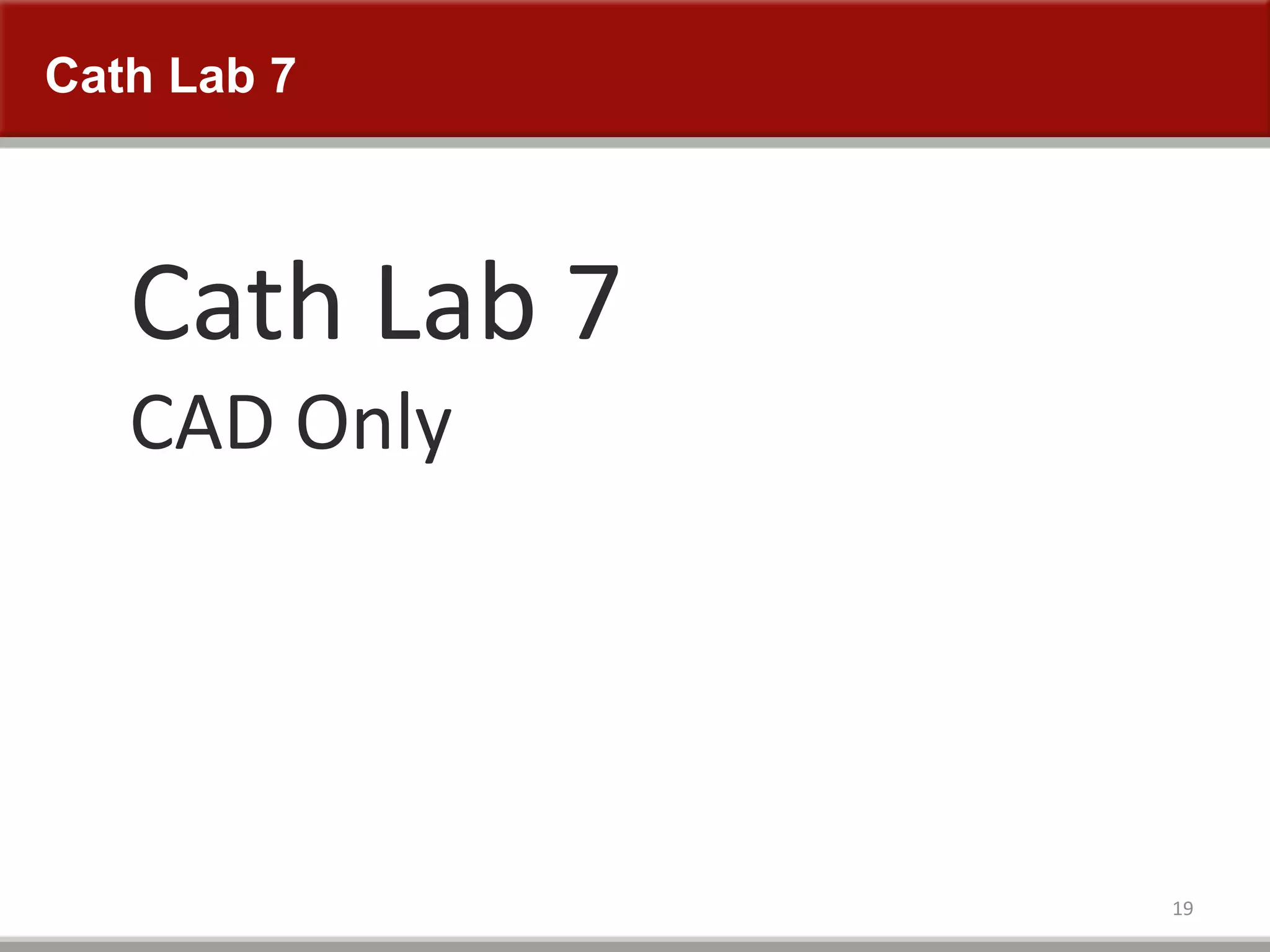 Cath Lab 7
19
Cath Lab 7
CAD Only
 