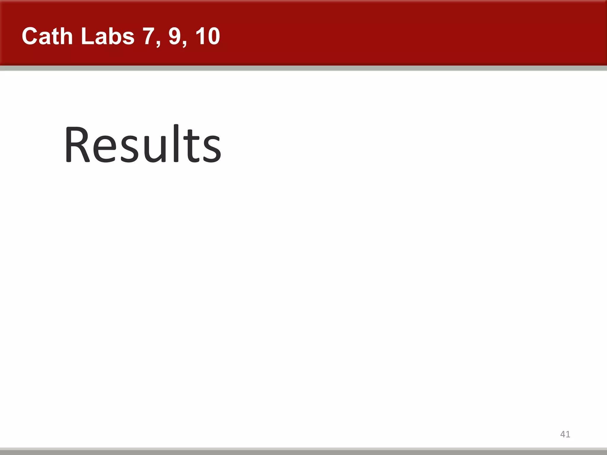 Cath Labs 7, 9, 10
41
Results
 
