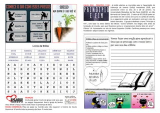 CRIANÇAS
Você pode gostar muito da igreja onde seus pais
ou amigos frequentam. Ame a Igreja do Senhor
Jesus desde criança. Assim você cresce na presença de Deus.
ESCOLA DOMINICAL–Peça ao papai ou mamãe para não esquecer o horário da Escola
Dominical. A família toda na presença de Deus. É muito bom.
CALIJU 2018 - PRINCÍPIO E FIM - Já estão abertas as inscrições para a Capacitação de
Liderança de Juvenis (Caliju) metodistas 2018, que
acontecerá entre os dias 25 e 28 de janeiro, na
Universidade Metodista de São Paulo (UMESP), em São
Bernardo do Campo (SP). O valor de R$ 250,00 pode ser
parcelado em até 5 vezes sem juros no cartão de crédito,
ou o pagamento pode ser realizado à vista por meio de
boleto bancário. O grupo trabalhará o tema "Princípio e
Fim", com base no texto bíblico de Efésios: "Como também nos elegeu nele antes da
fundação do mundo, para que fôssemos santos e irrepreensíveis diante dele em amor" -
Efésios 1:4. Acompanhe no site do Jornal Expositor Cristão. Confirme presença em nosso
Facebook e adquira abaixo seu ingresso.
 