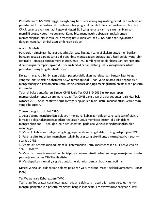 Bimbel Cpns Jogja 2020
