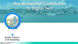 Survey and Mapping Office
Lands Department
6
The Geospatial Contribution
to Digital Twin
Reality Capture
& 3D Modelling
 