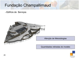 Fundação Champallimaud
20
- Edifício de Serviços
Aferição de Metodologias
Quantidades retiradas do modelo
 