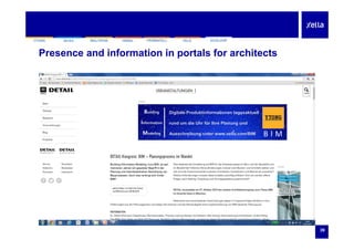 SILKAYTONG HEBEL FERMACELL FELSMULTIPOR ECOLOOPSILKAYTONG HEBEL FERMACELL FELSMULTIPOR ECOLOOP
Presence and information in portals for architects
Building
Information
Digitale Produktinformationen tagesaktuell
rund um die Uhr für Ihre Planung und
B I MModeling
g
Ausschreibung unter www.xella.com/BIM
39
 