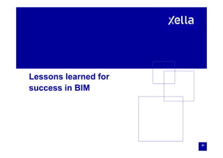 Lessons learned forLessons learned for
success in BIM
51
 