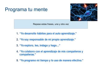 Programa tu mente
Repase estas frases, una y otra vez
 