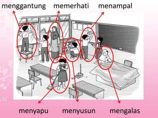 menggantung memerhati    menampal




    menyapu   menyusun     mengalas
 