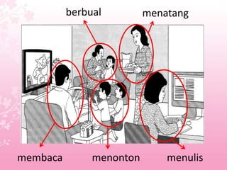 berbual         menatang




membaca        menonton       menulis
 