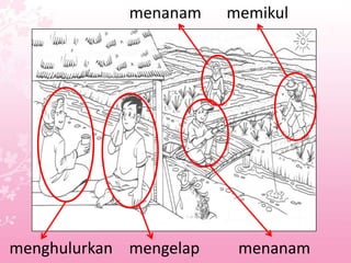 menanam    memikul




menghulurkan mengelap    menanam
 