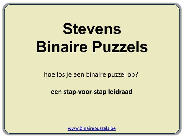 Hoe los je een binaire puzzel op? | PPT