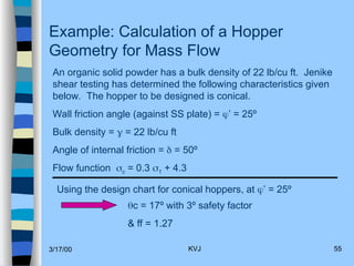 Hopper System Examples Bin and Hopper Design Lecture from Solids processing lab | PPT