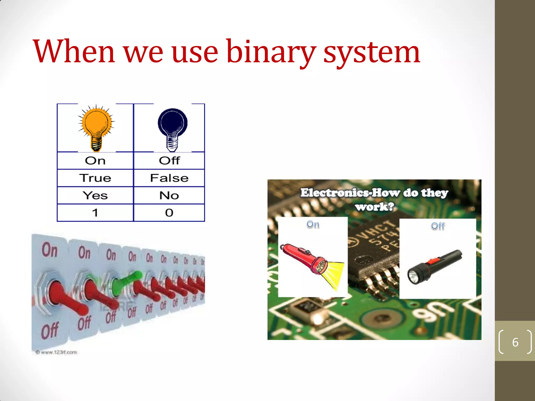 When we use binary system
6
 