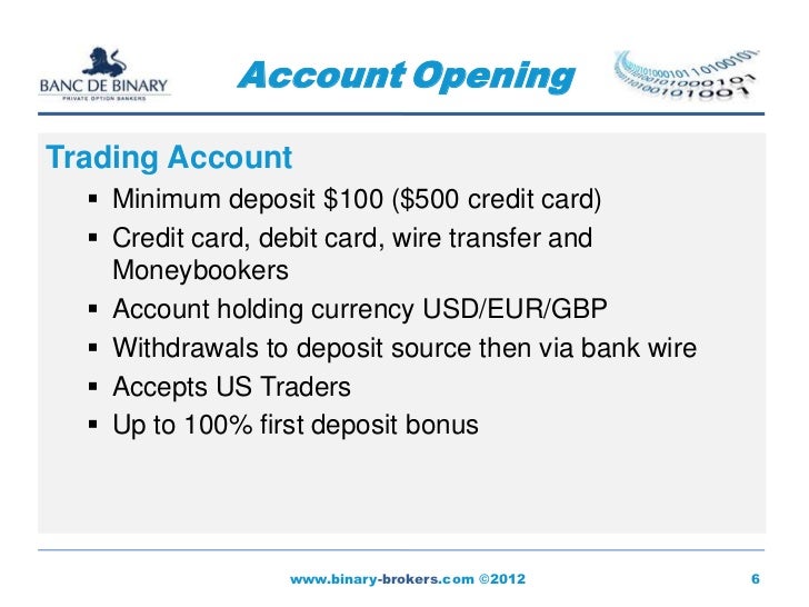 Binary options minimum deposit 50