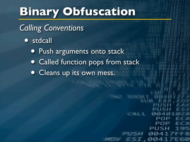 Binary Obfuscation from the Top Down: Obfuscation Executables without ...