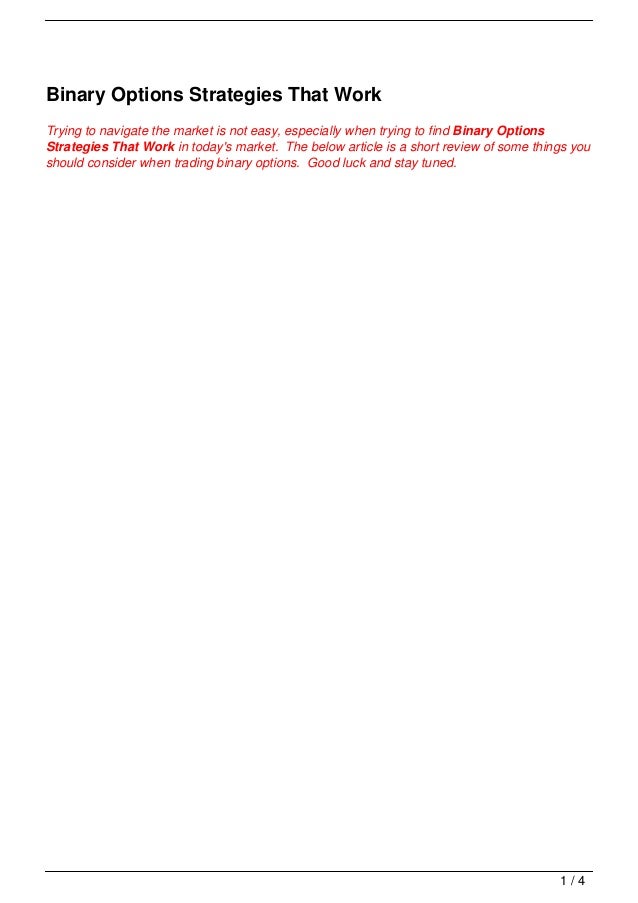 Binary option strategies that work