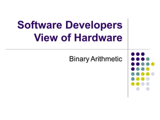 Software Developers
View of Hardware
Binary Arithmetic
 