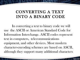 Binary code | PPT | Programming Languages | Computing