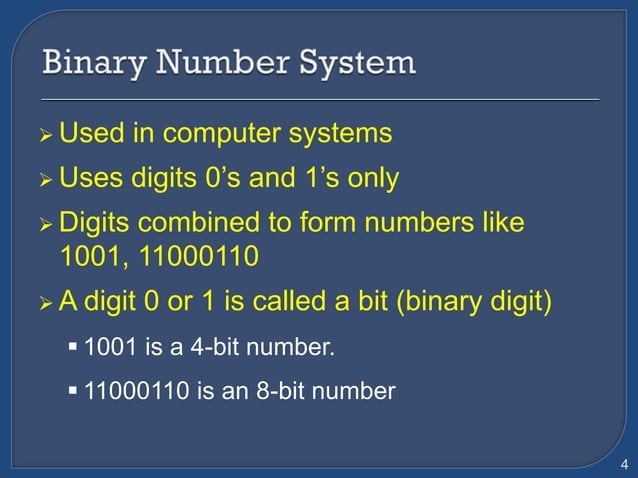 Binaty Arithmetic and Binary coding schemes | PPT