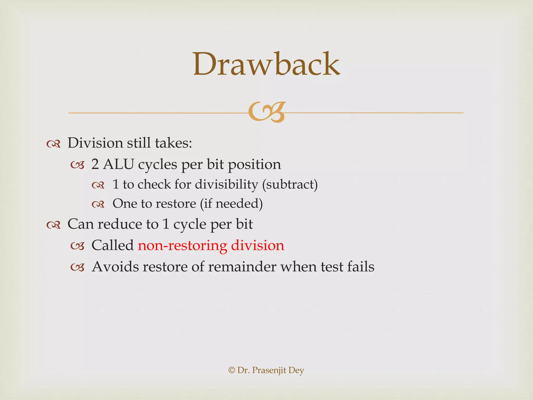 Binary division restoration and non restoration algorithm | PPTX