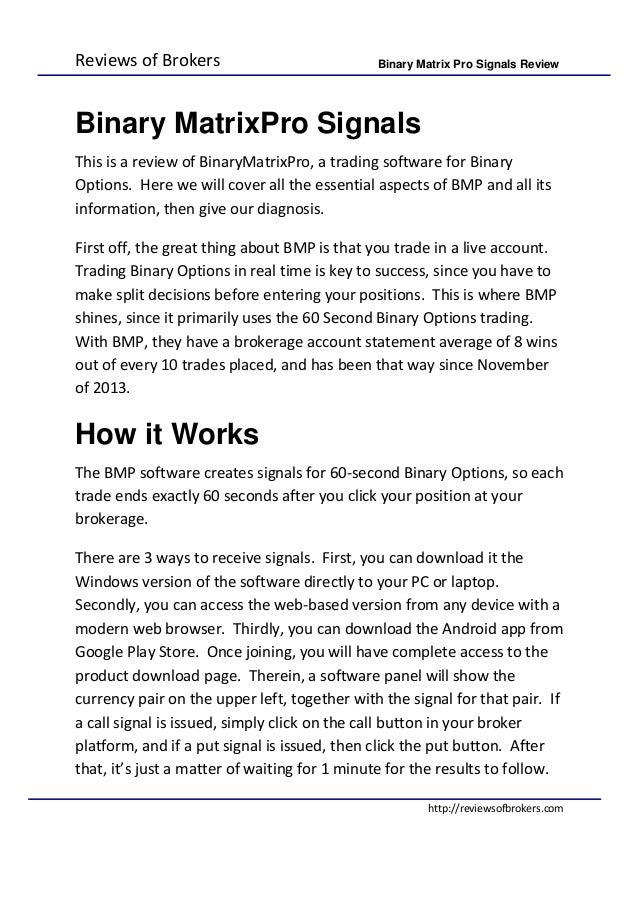 Binary matrix pro free binary options signals trial