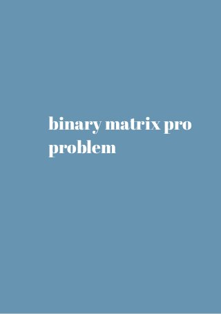 binary matrix pro 
problem 
 