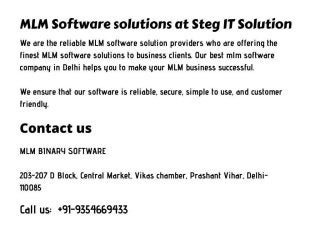 Binary MLM Development Company | mlm-binary-software.in | +91-9354669433
