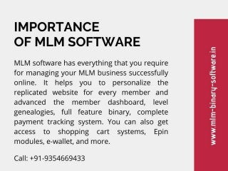 Binary MLM Development Company | mlm-binary-software.in | +91-9354669433