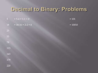 5
18
25
53
78
113
143
179
220
= 5-4 = 1-1 = 0
= 18-16 = 2-2 = 0
= 101
= 10010
 