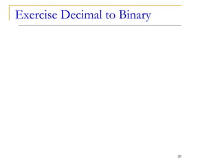 Exercise Decimal to Binary
20
 
