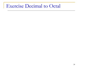 Exercise Decimal to Octal
24
 