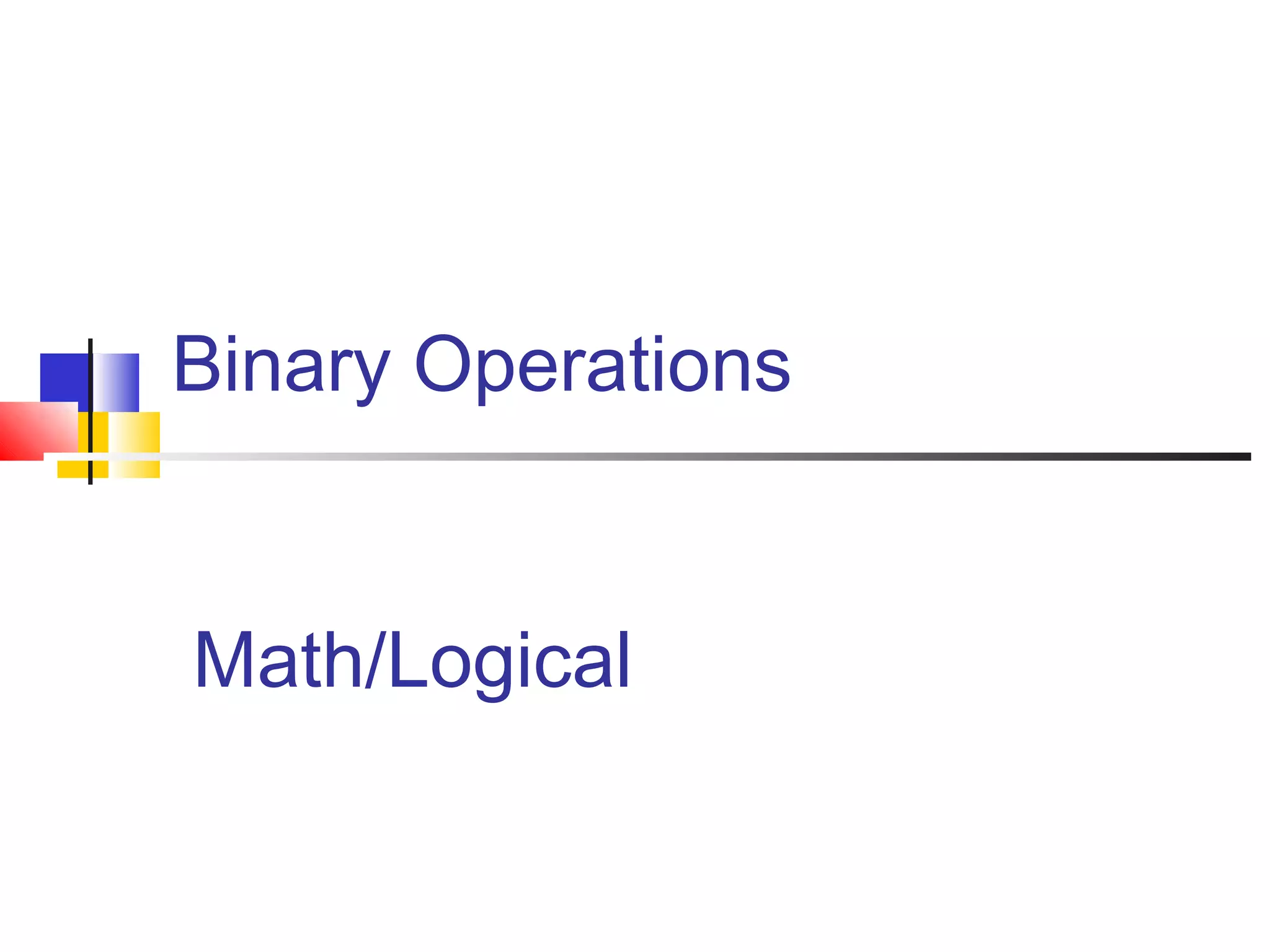 Binary operations | PPT