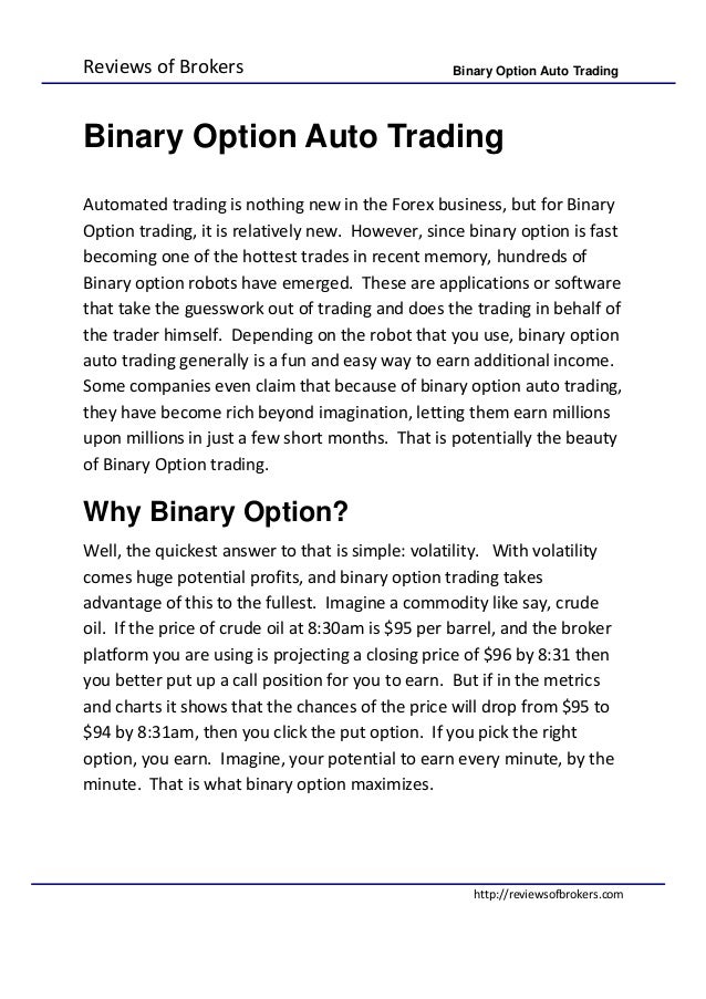 Auto binary options trading review