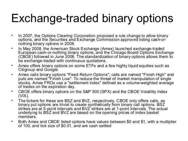 95 exchange traded binary option payout