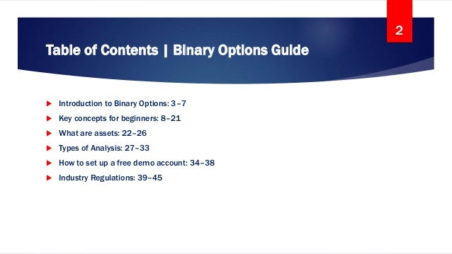 Guide to binary options