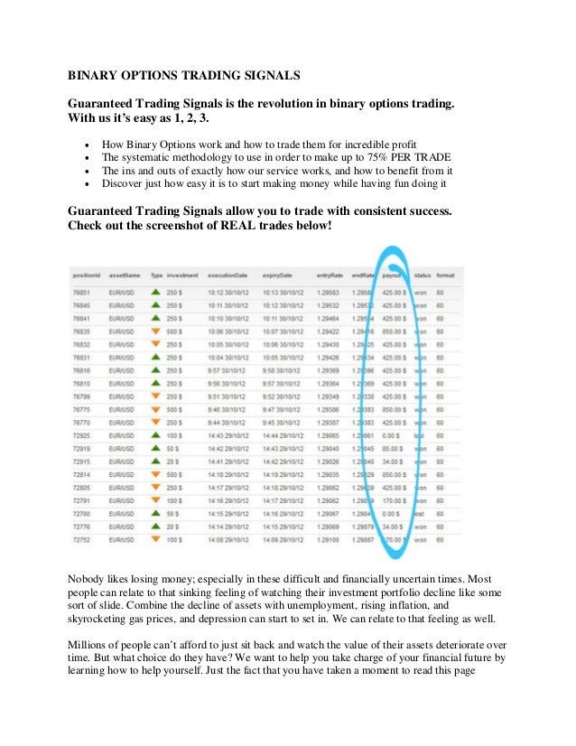 Free trading signals for binary options