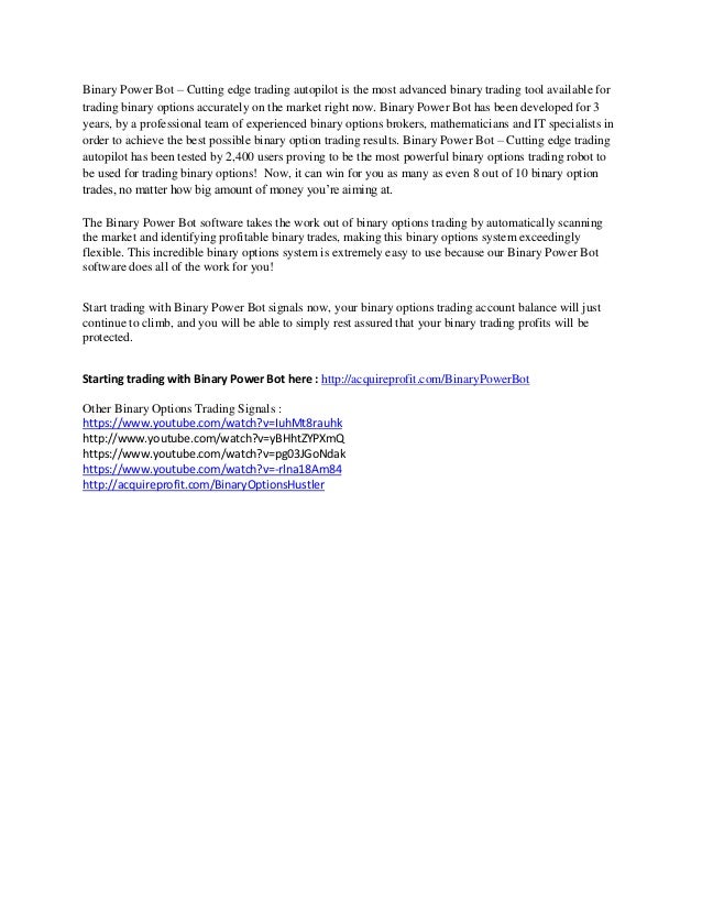 Binary options trading bots