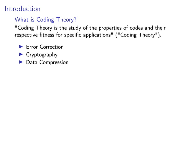 An Introduction to Coding Theory | PPT