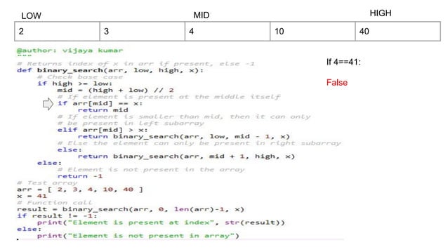 Binary search in Python using recursion | PDF