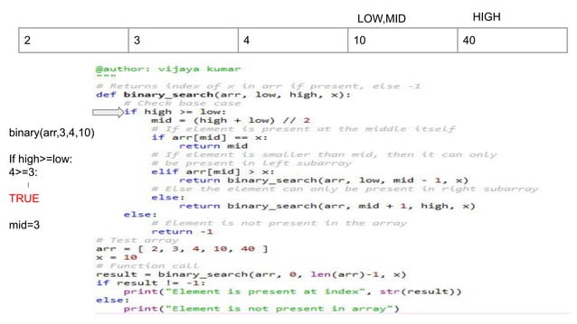 Binary search in Python using recursion | PDF