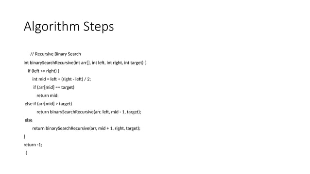 an Introduction to binary search algorithm | PPT