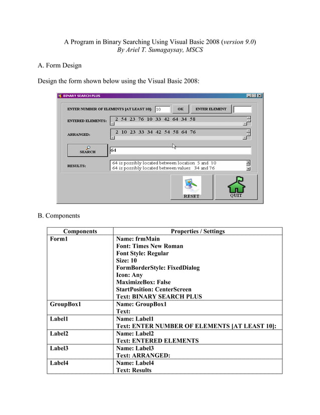 Binary Search Program in Visual Basic 2008 | PDF