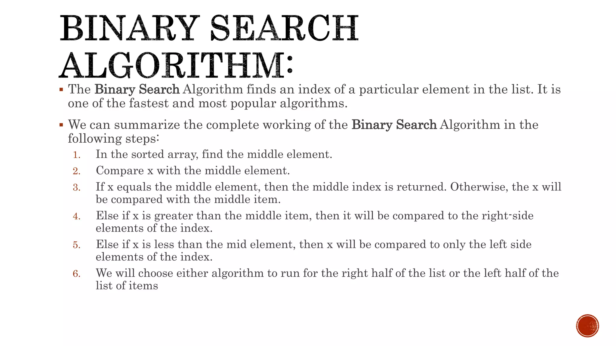 Binary search python | PPT