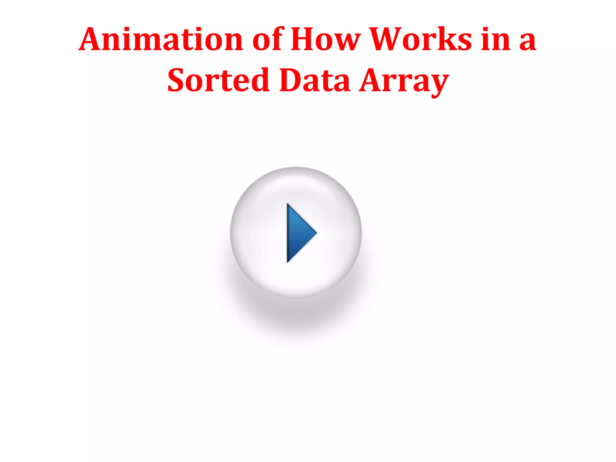 Animation of How Works in a 
Sorted Data Array 
 